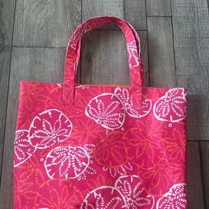 Lilly Pulitzer x Estee Lauder Pink And White Canvas Tote Bag BEACH SAND DOLLAR